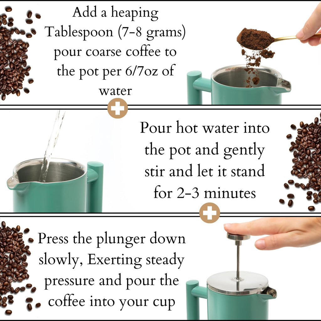 Mixpresso French Press Coffee Maker, 26 Oz Stainless Steel Coffee Press