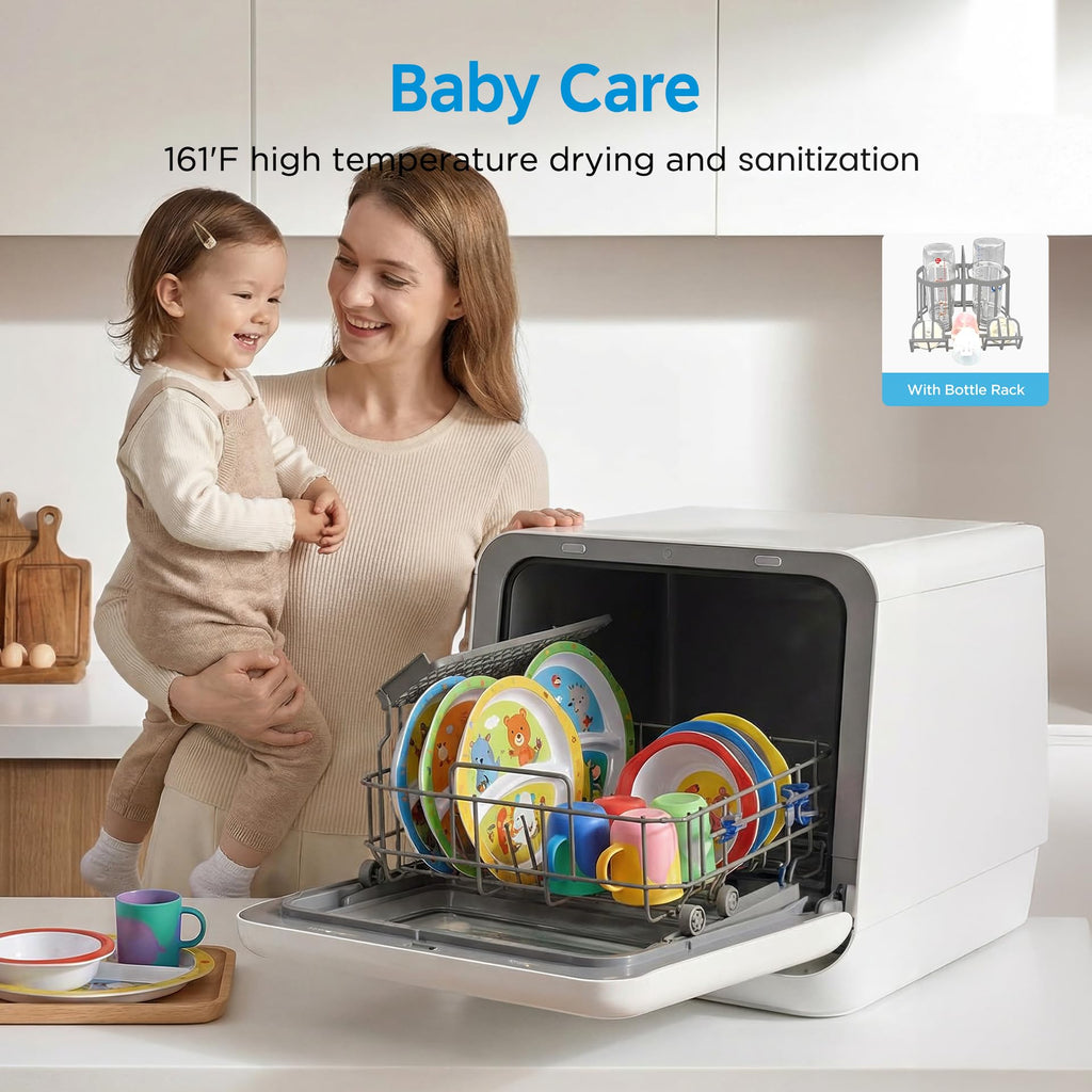 Midea Countertop Dishwasher with 1.32Gal Tank, Baby Care, 5+1 Programs