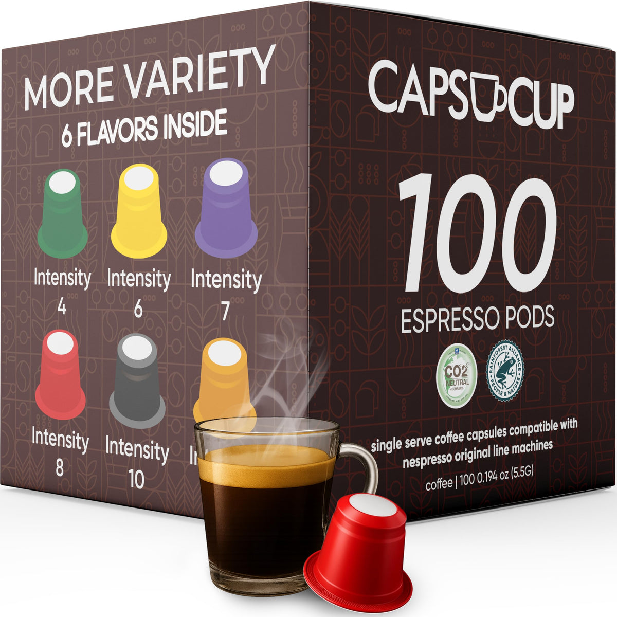 Nespresso Compatible Coffee Pods 100 Count Variety Pack | Capsucup