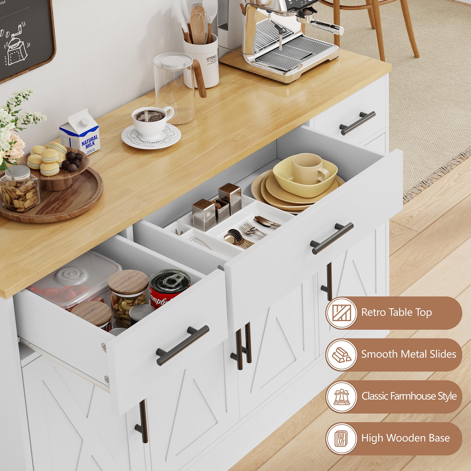 Vongrasig 53” Sideboard Buffet Cabinet with with Storage
