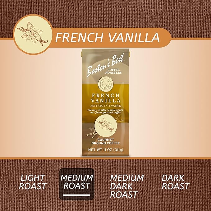 Boston’s Best Coffee - French Vanilla Delicious Gourmet Premium Ground Coffee, 11 oz. / 311 g Coffee Bag
