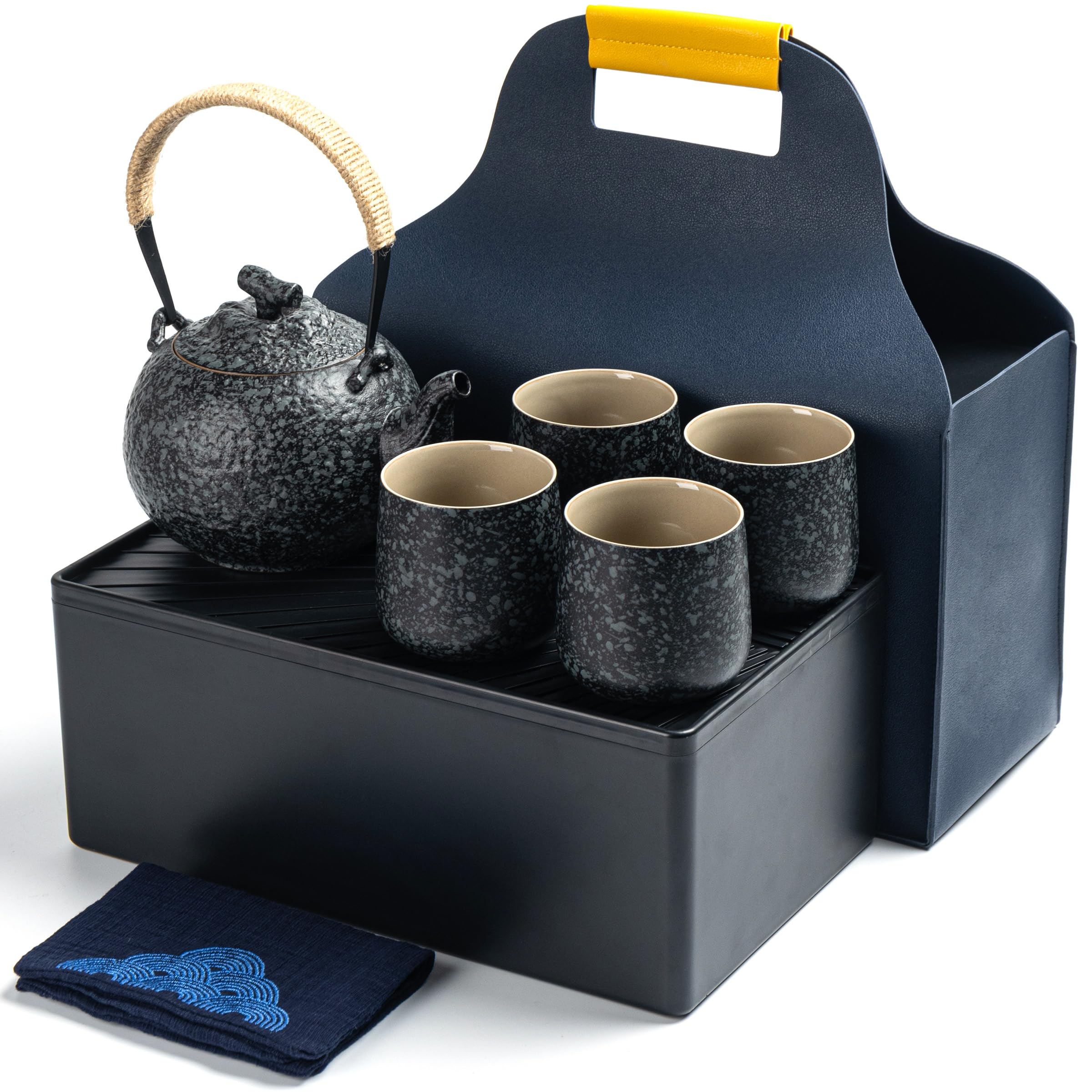 TEANAGOO Japanese Tea Set, Chinese Tea Sets, Porcelain Japanese Tea Cups, Chinese Gongfu Tea Set, Asian Tea Set for Adults, Japanese Teapot Set, 1 Teapot (700ml/25oz) + 4 Tea Cups(205ml/7.2oz), U2