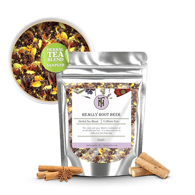 Nelson's Tea Really Root Beer - Sarsaparilla Root Herbal Loose Leaf Tea; Blend of Flavors like Sarsaparilla, Sassafras Burdock, and More! - Sample