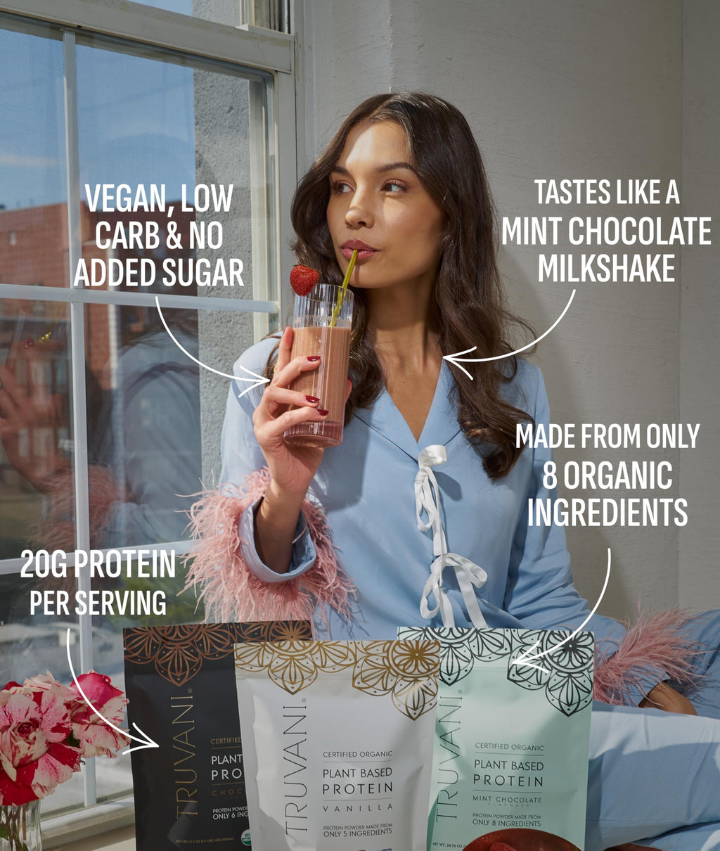 Truvani Organic Plant Based Protein Powder | Mint Chocolate | 20 Servings