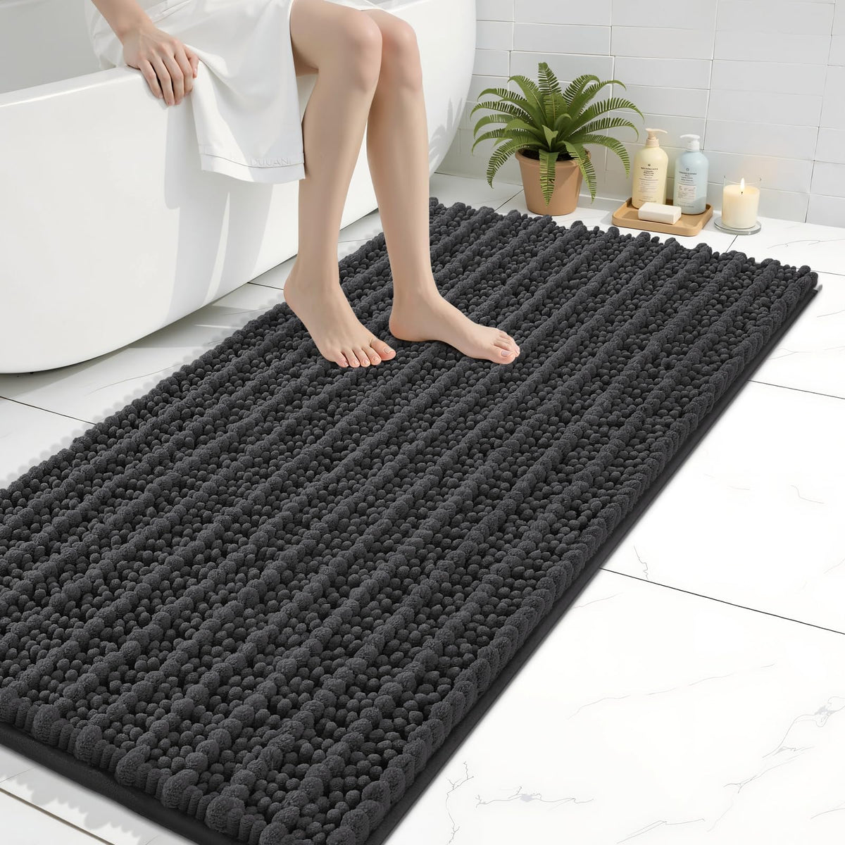Arotive Bathroom Rugs Mat 50x30, Soft Absorbent Chenille Shaggy Bath Mat