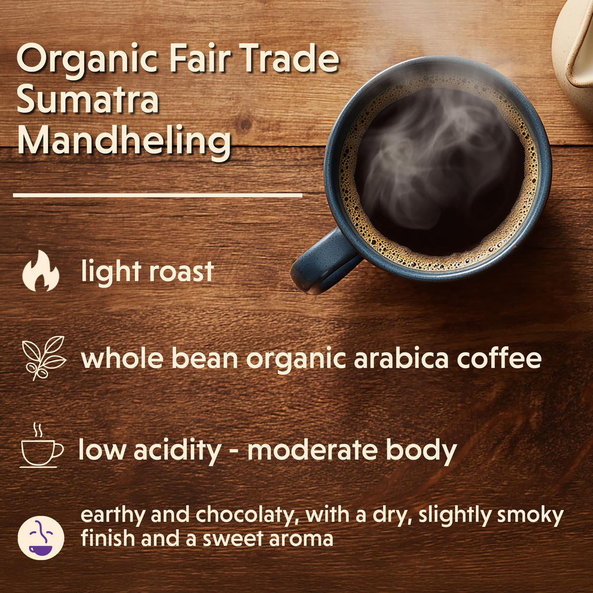 Coffee Bean Direct Organic Fair Trade Sumatra Mandheling, 5lb Bag