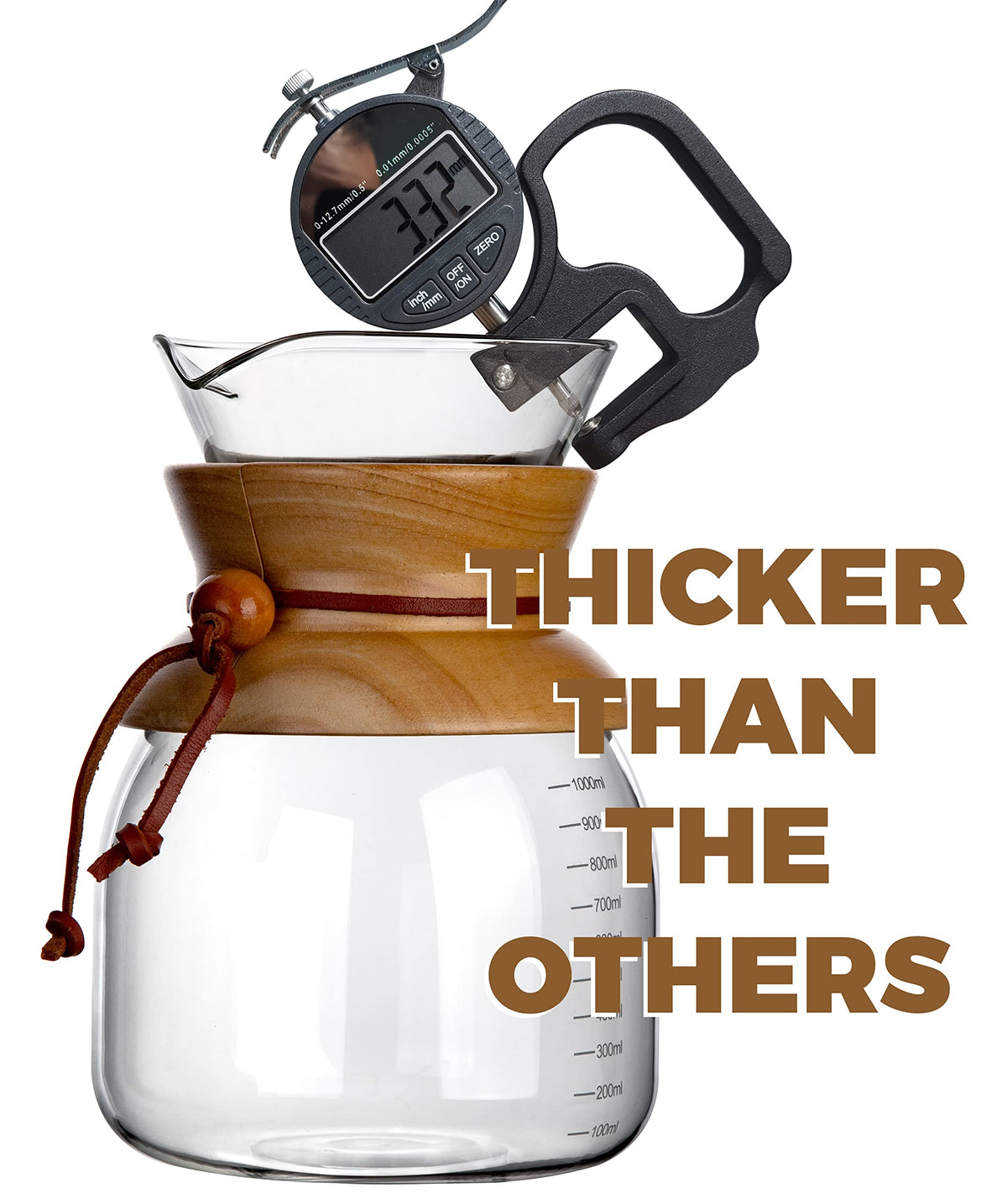 AGOGO Glass Pour Over Coffee Maker, 28oz with Stainless Filter