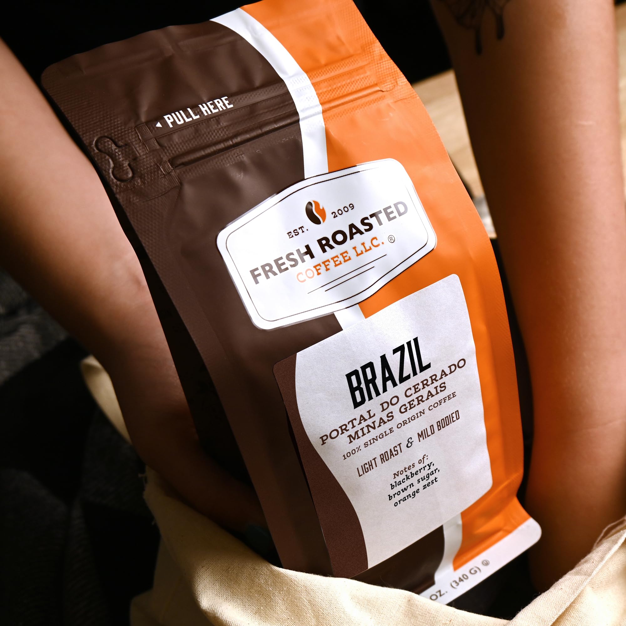 Fresh Roasted Coffee, Brazil Minas Gerais Drip Ground Coffee, Light Roast, Kosher, 12 oz