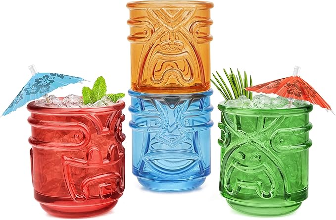 Final Touch Tiki Cocktail Glasses, Set of 4