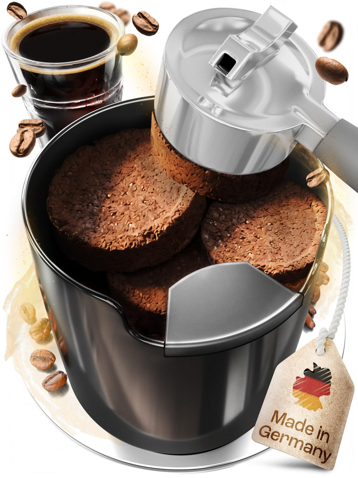 homeffect Knock Box for Coffee Grounds - Innovative Barista Accessory with Improved Handling - Coffee Knock Box for Espresso Machine, Black