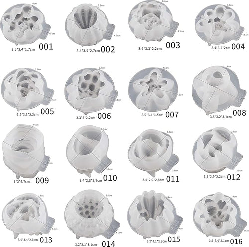 16 Pack Flower Succulent Candle Mold Resin Casting Silicone Molds for Home Decor & Candle Making Wave Spiral Mold