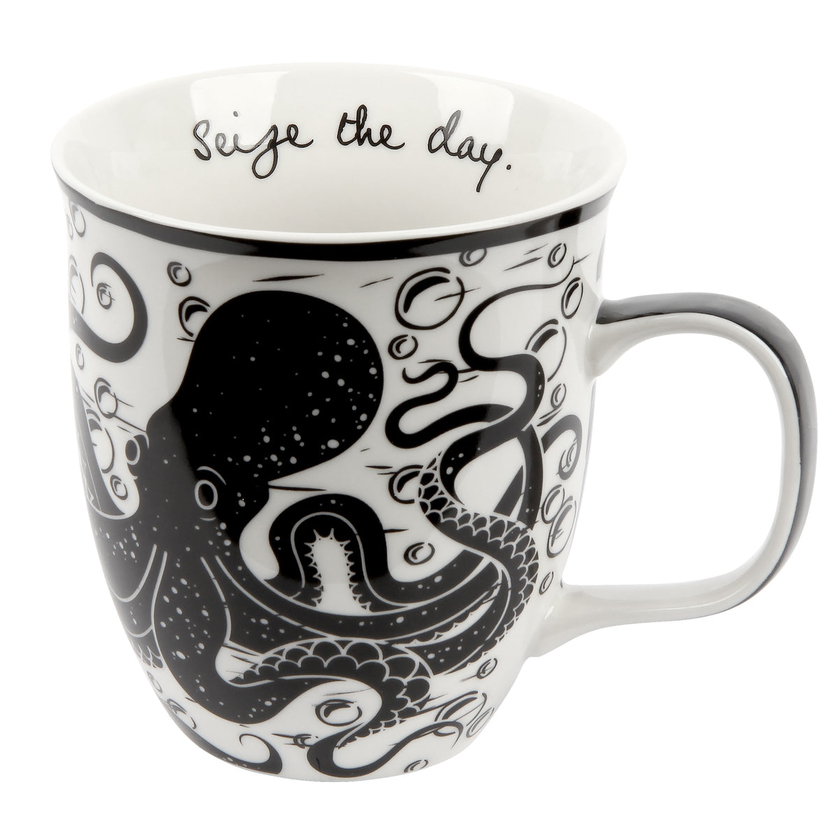 Karma Gifts 14 oz Black and White Boho Mug Flamingo - Cute Coffee and Tea Mug - Ceramic Coffee Mugs for Women and Men