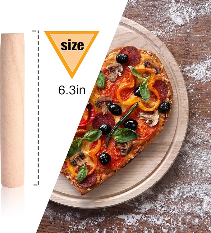Small Wooden Rolling Pin, Dumpling Dough Roller Wooden Mini Rolling Pins Kitchen Utensil Tool for Fondant, Pasta, Bread, Pastry, Cookies, Pizza, Pie, Cylinder Style, 6.3 Inch (10 Pieces)