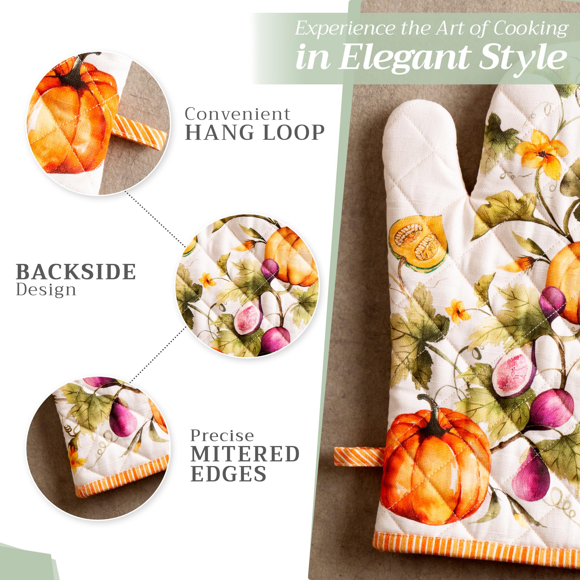 Maison d'Hermine Oven Gloves 100% Cotton Oven Mitt (7" x 13", Pack of 1)