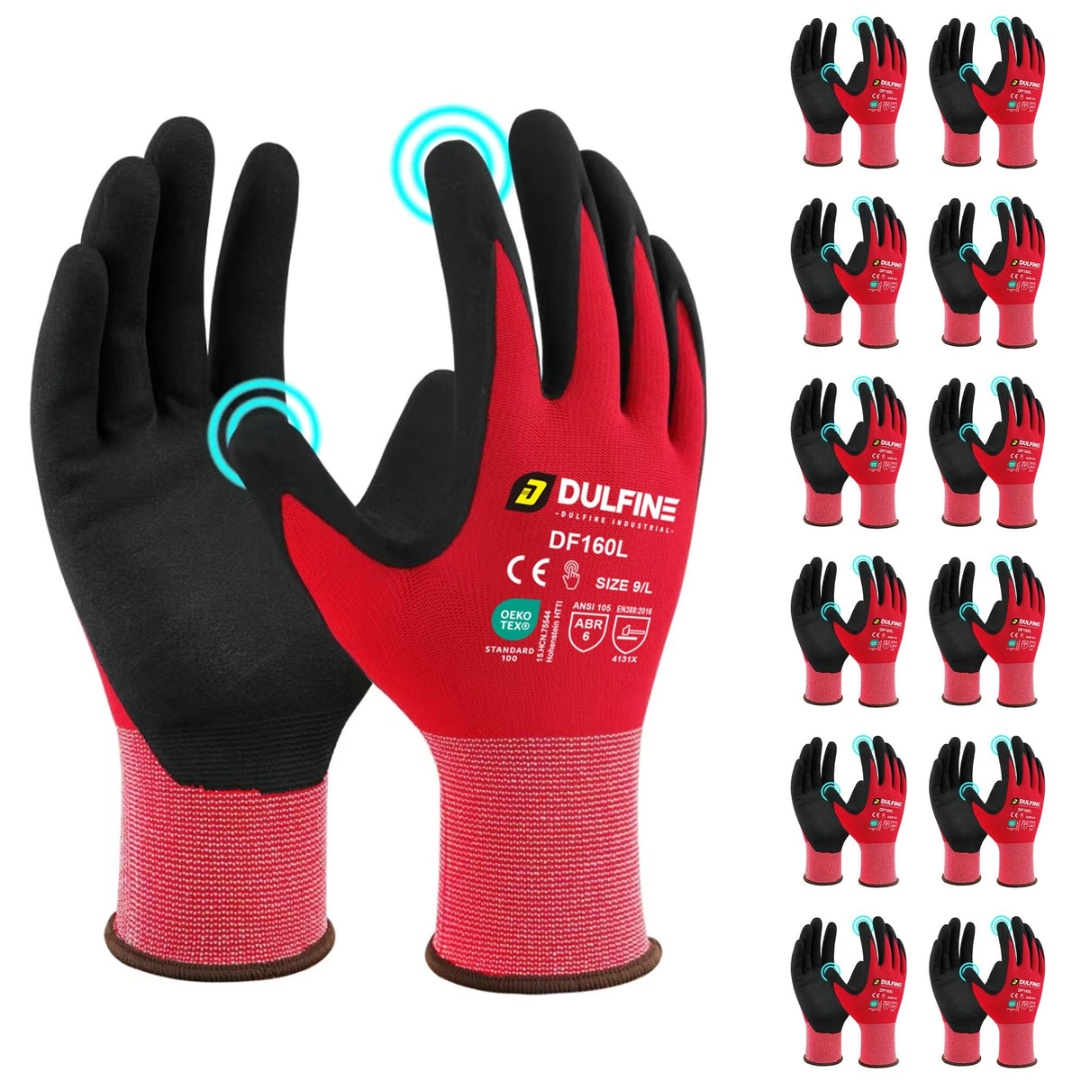 DULFINE MicroFoam Nitrile Coated 12 Pairs Work Gloves for Men Yellow M