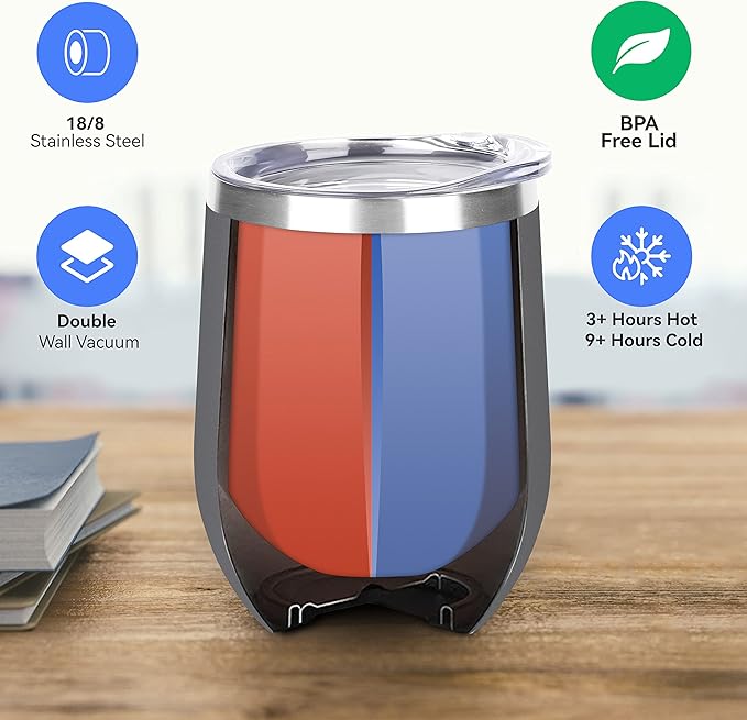 DOMICARE Stainless Steel Wine Tumbler Bulk with Lid, Personalized Insulated Tumblers Set, 12oz Travel Coffee Cups Pack of 8, Gray