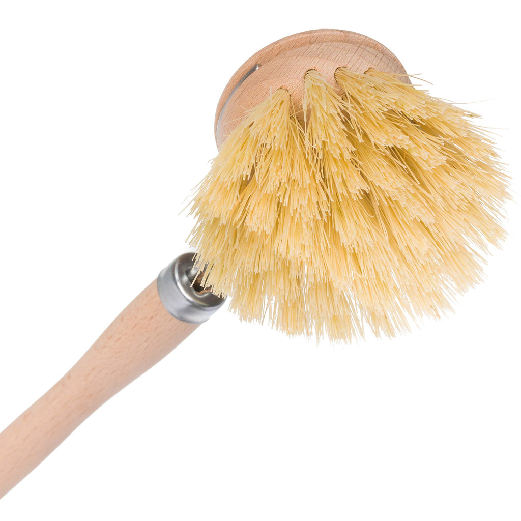 Redecker Dish Brush, Tampico Fiber, 1-1/2 Inch Round, 2 Pack – Wooden Dish Scrub Brushes for Everyday Cleaning, Untreated Beechwood, Made in Germany