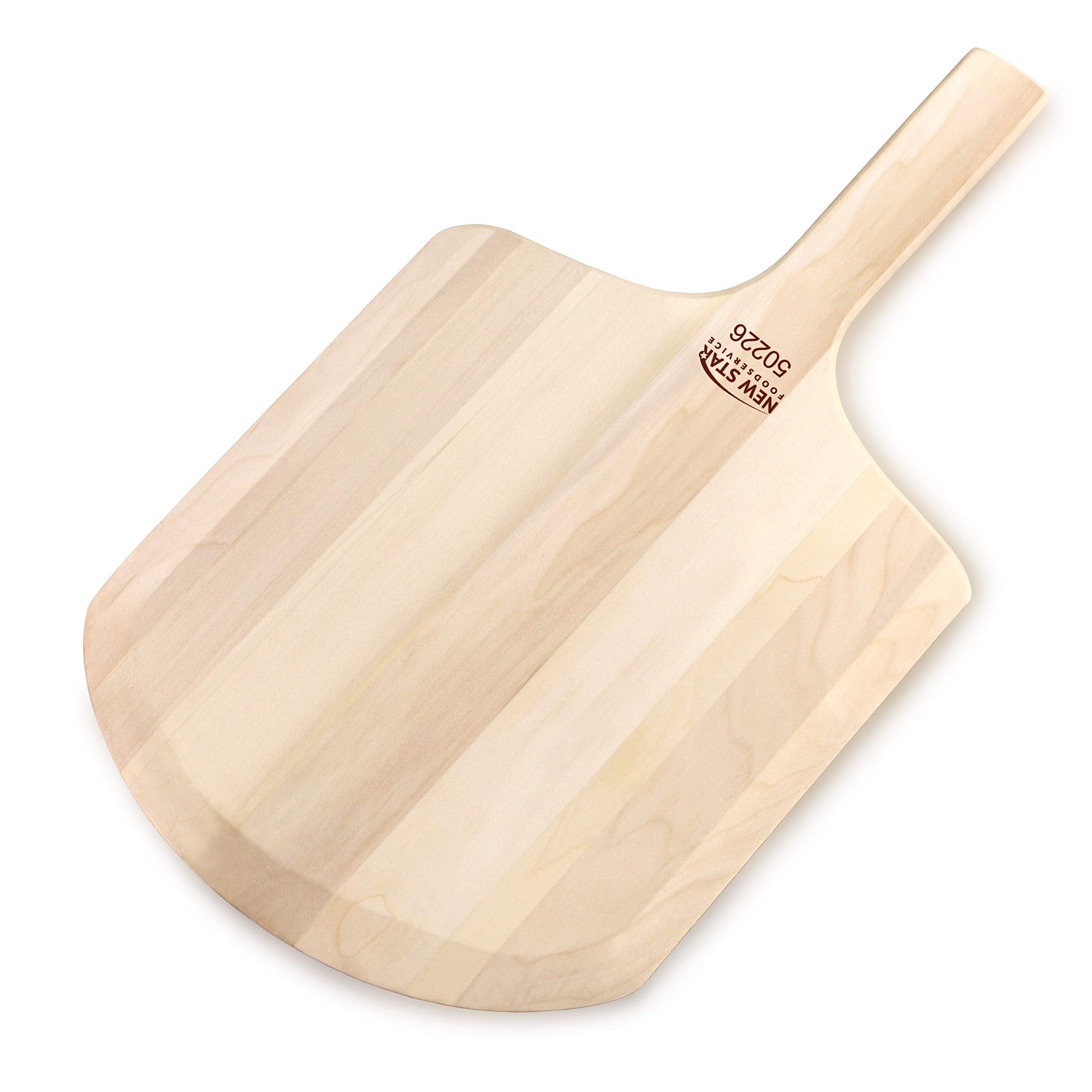 New Star Foodservice 50226 Restaurant-Grade Wooden Pizza Peel, 14" L x 12" W Plate, with 8" L Wooden Handle, 22" Overall Length