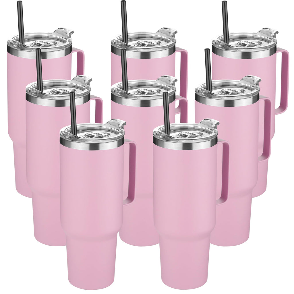HASLE OUTFITTERS 40 oz Stainless Steel Tumbler with Handle, Vacuum Insulated Tumblers Bulk, Reusable Double Wall Travel Coffee Mug, Durable Powder Coated Water Bottle(Pink, 8)