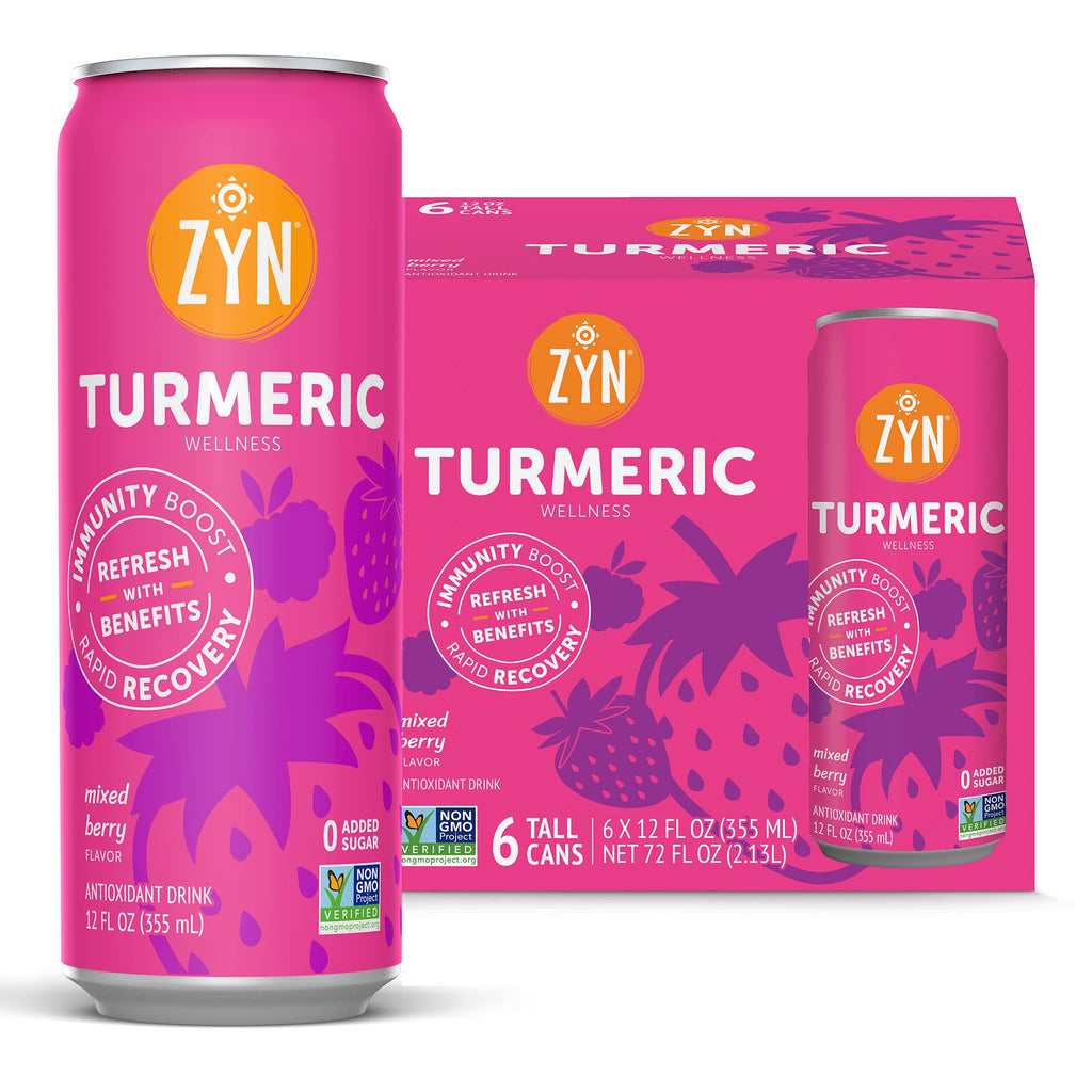 ZYN Tasty Turmeric Drink Low Cal, No Added Sugar Mixed Berry, 6 Pack