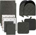 Oven Mitts & Pot Holders Pad and Towel Set, 10-Piece Cute Kitchen Starter Set, Short Oven Mitts, Towels & Dish Cloths for Grilling, Baking, Barbecue