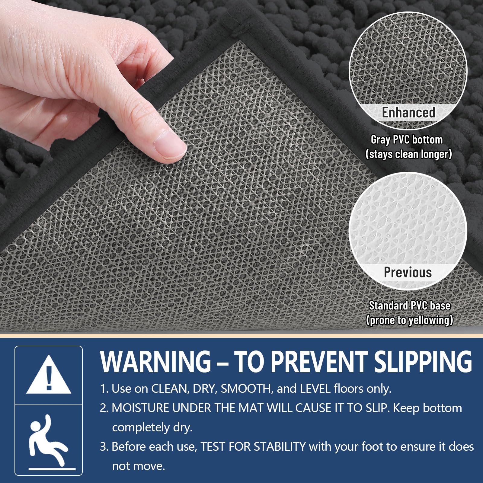 Arotive Bathroom Rugs Mat 34x21, Soft Absorbent Chenille Shaggy Bath Mat