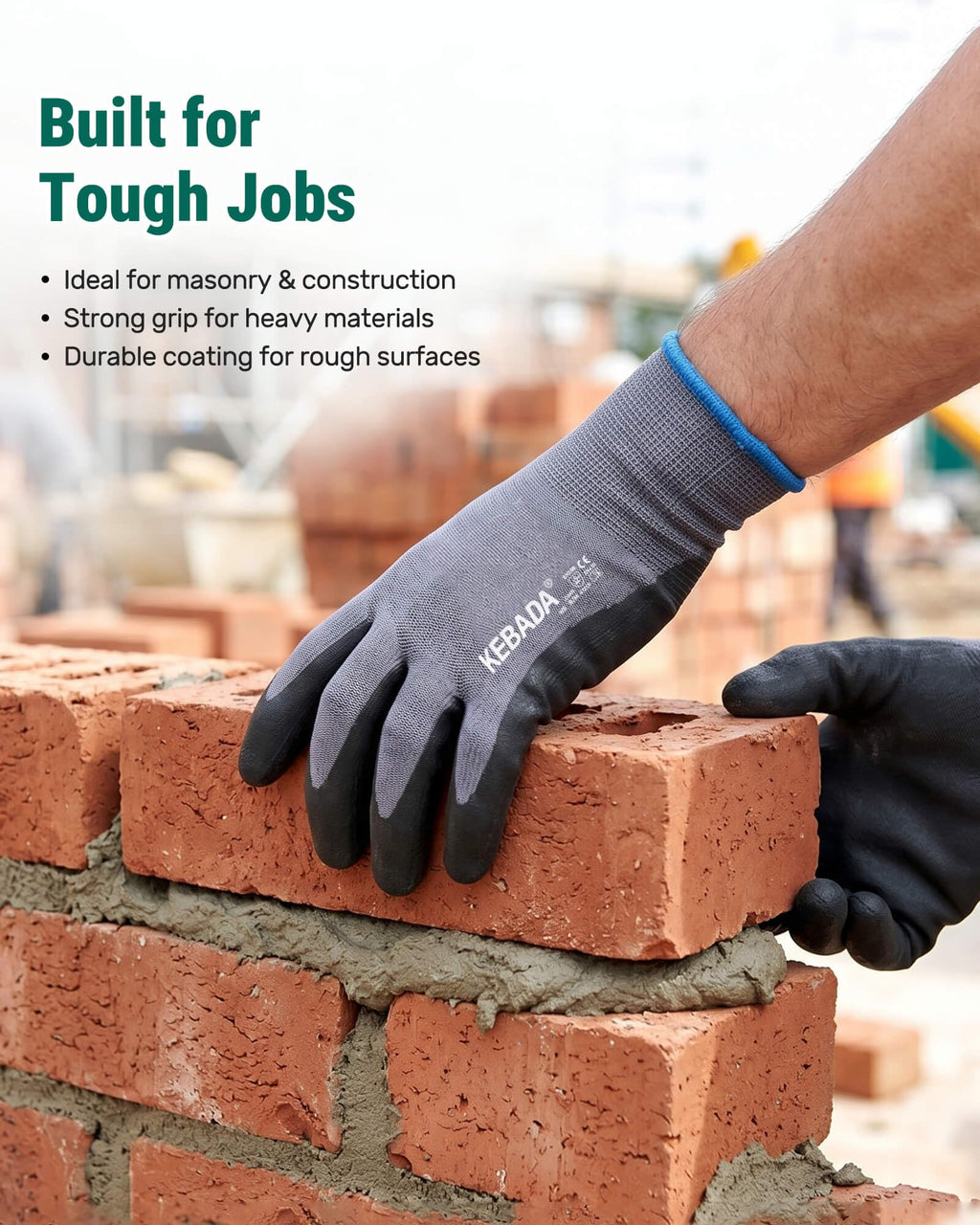 Kebada W5 Foam Nitrile Coated Work Gloves for Men & Women, 12 Pairs