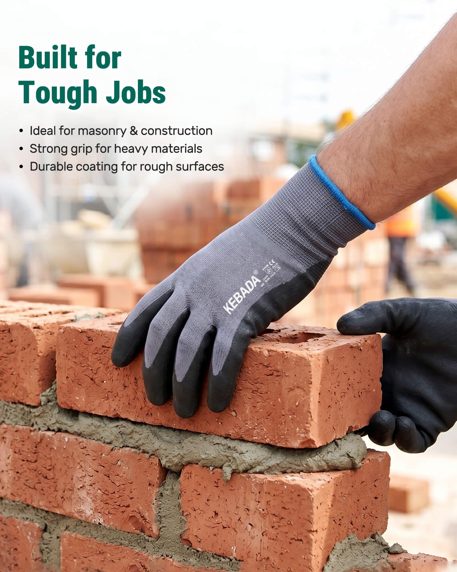 Kebada W5 Foam Nitrile Coated Work Gloves for Men Women, 60 Pairs Bulk Pack