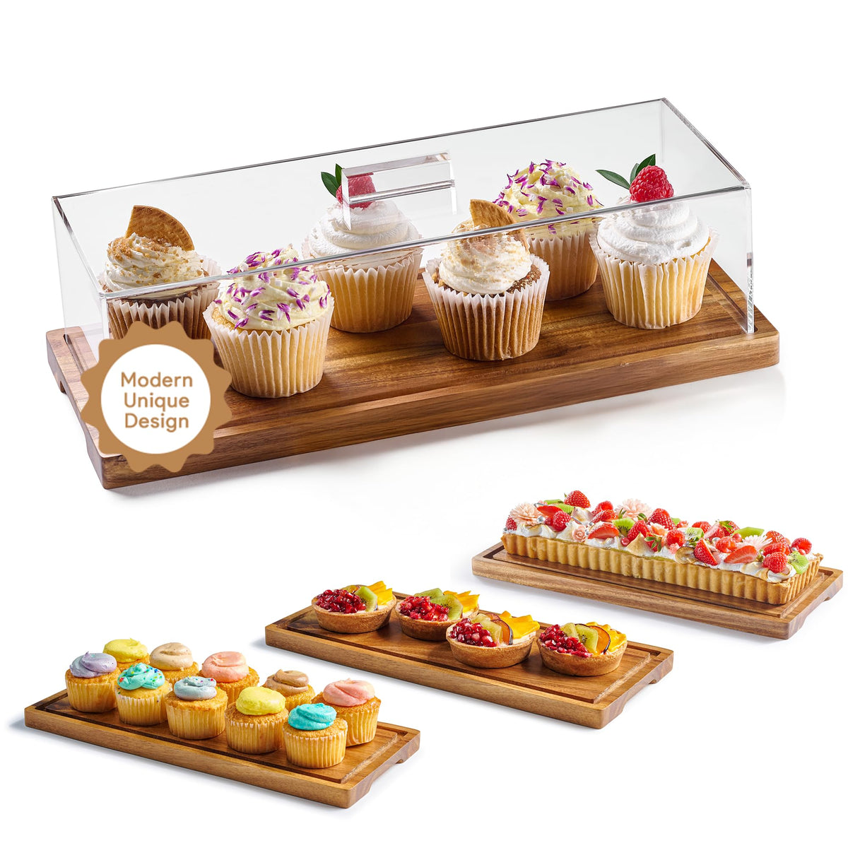 HOMESPHERE Cake Display with Lid, Rectangle Cake Stand, Cookie Display