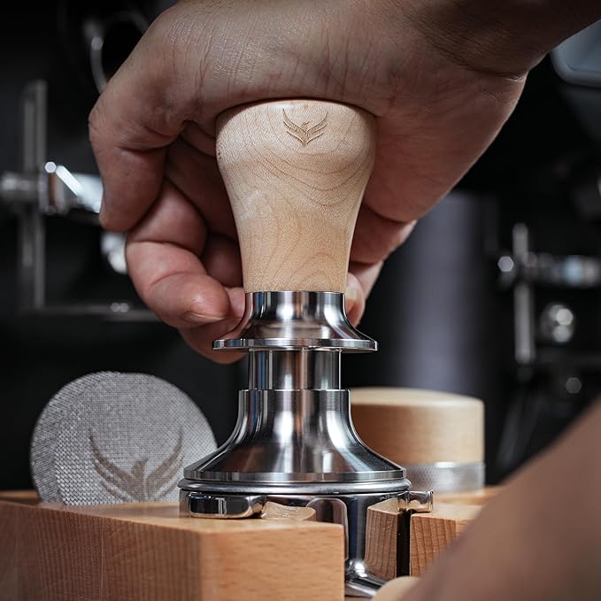 Espresso Accessories Kit 58mm for E61 Group Head Bottomless Portafilter, Calibrated Tamper, Dosing Funnel with Puck Filter, and Espresso Distributor
