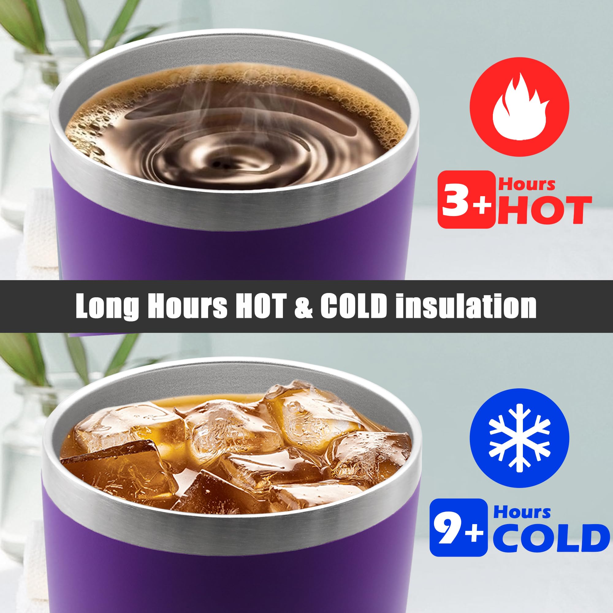 20oz Tumbler Insulated Coffee Tumblers with Lid Stainless Steel Purple 8P