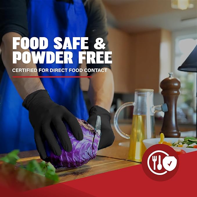Synsafe 4 Mil -Black Nitrile Exam Gloves –Disposable Latex Free & Powder Free – Extra Strong, Rubber Gloves – First Aid Kit, Medical, EMT, Cleaning, Cooking | Bulk Case of (1000 ct)
