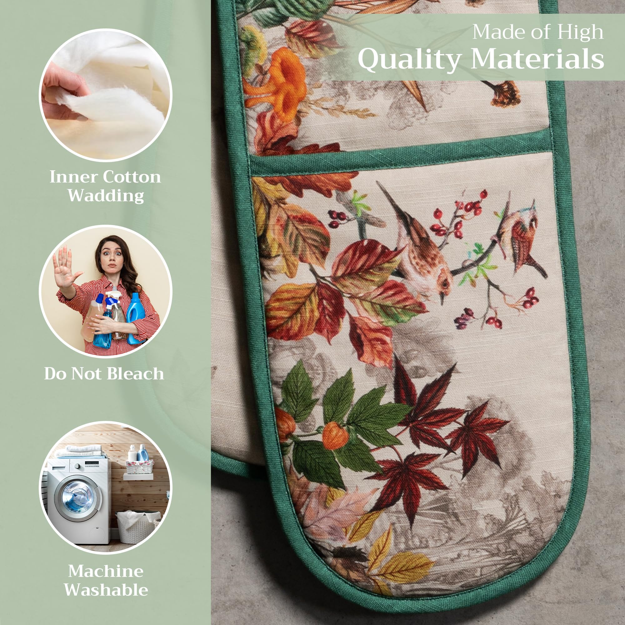 Maison d' Hermine Double Oven Mitts 100% Cotton Double Oven Glove (7"x35")