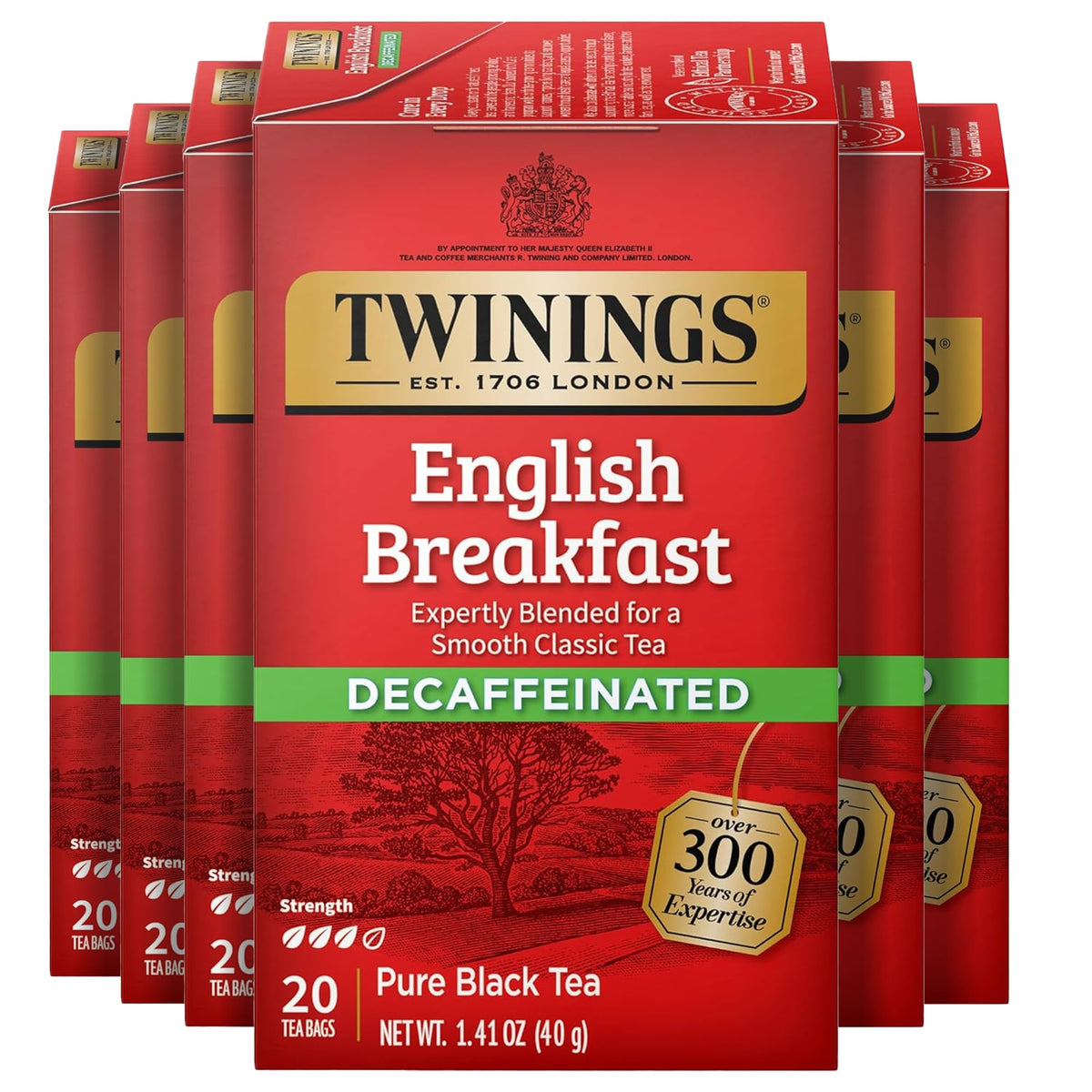 Twinings English Breakfast Black Tea Individually Wrapped Bags, 20 Count (Pack of 6), Flavourful, Robust, Caffeinated, Enjoy Hot or Iced, 120 Teabags