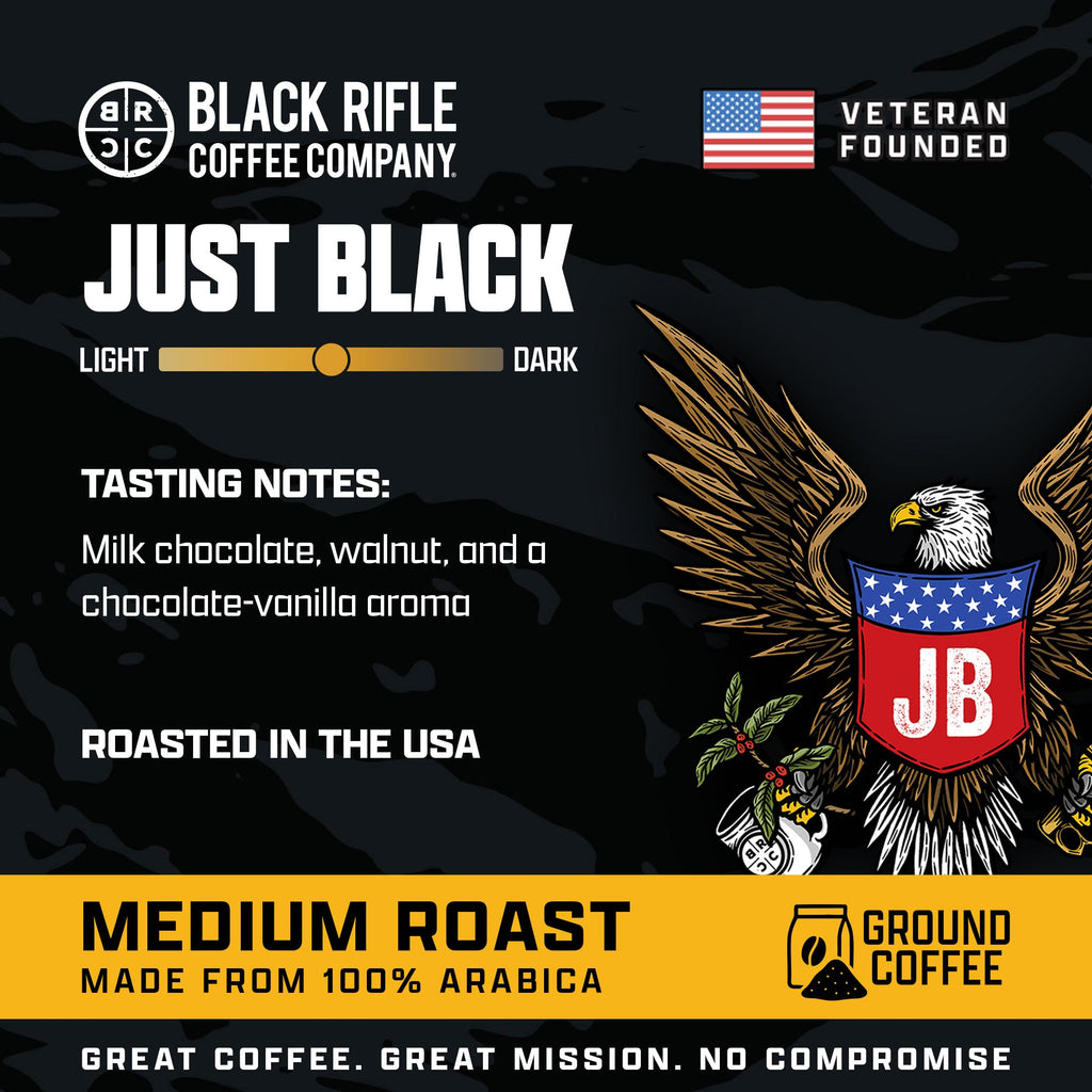 Black Rifle Coffee Medium Roast Ground Coffee Just Black 18 oz