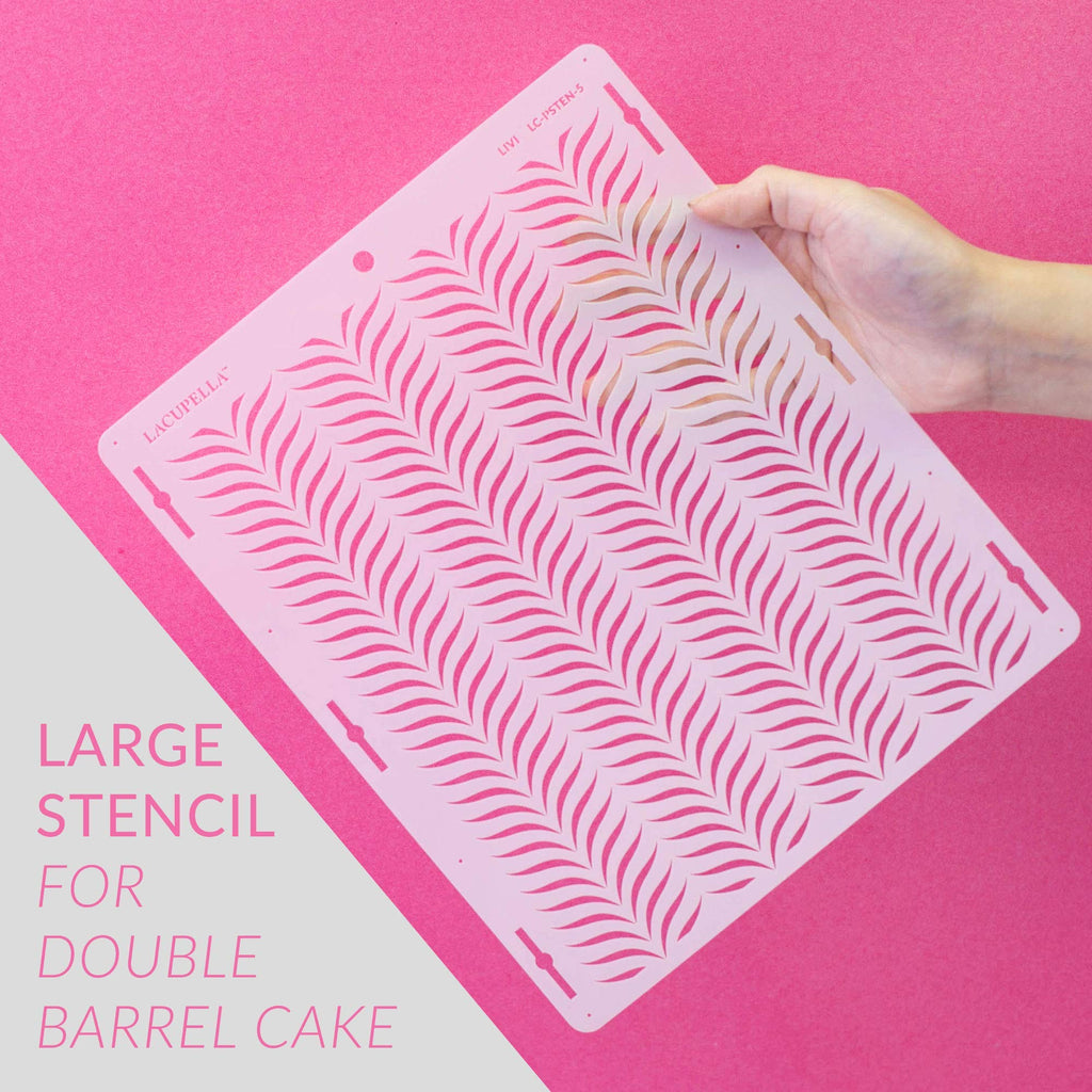 Lacupella Cake Stencil - Seamless Delicate Pattern for Decorating Tall Double Barrel Cake to Use with Buttercream, Royal Icing, Ganache, Paint, Airbrush (Claris)