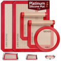 Silicone Baking Mat, Non-Stick Platinum Silicone Baking Sheet, 5 Pcs Red