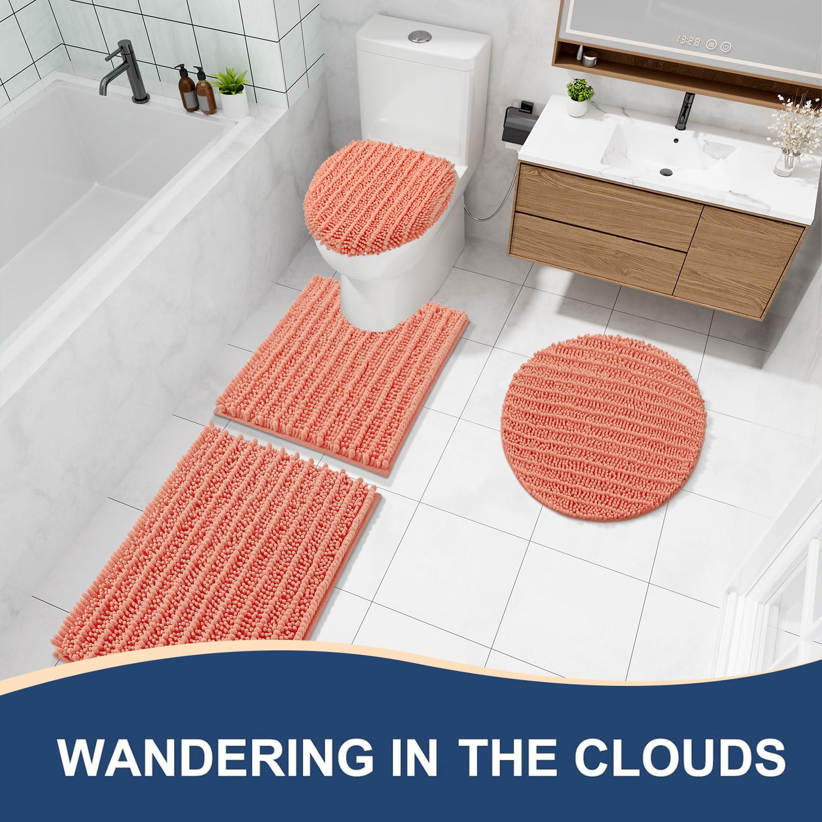 Arotive Bathroom Rugs Mat 70x24, Soft Absorbent Chenille Shaggy Bath Mat