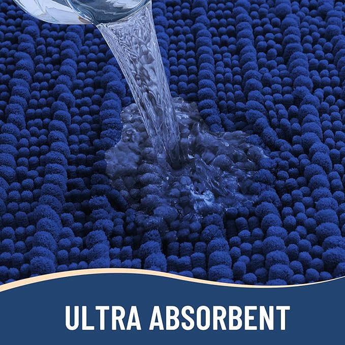 Arotive Luxury Chenille Bathroom Rug Mat, Extra Soft Thick Absorbent Shaggy Bath Rugs, Non-Slip Machine Wash Dry, Plush Bath Mats for Bathroom, Shower and Tub, 34x21, Royal Blue