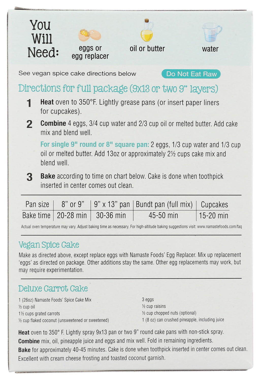 Namaste Foods, Gluten Free Spice Cake Mix, Allergen-Free,26 Oz (Pack of 6)