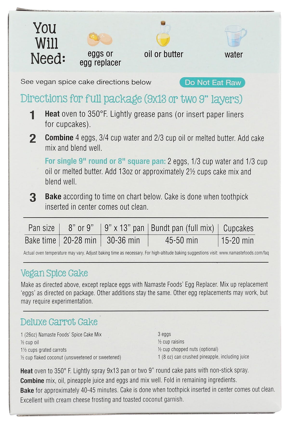 Namaste Foods, Gluten Free Spice Cake Mix, Allergen-Free,26 Oz (Pack of 6)