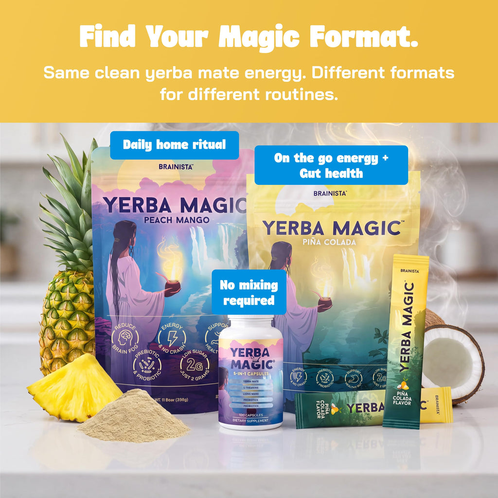 Yerba Mate Energy Drinks, Yerba Magic, Gut Health, Pina Colada, 30 Servings