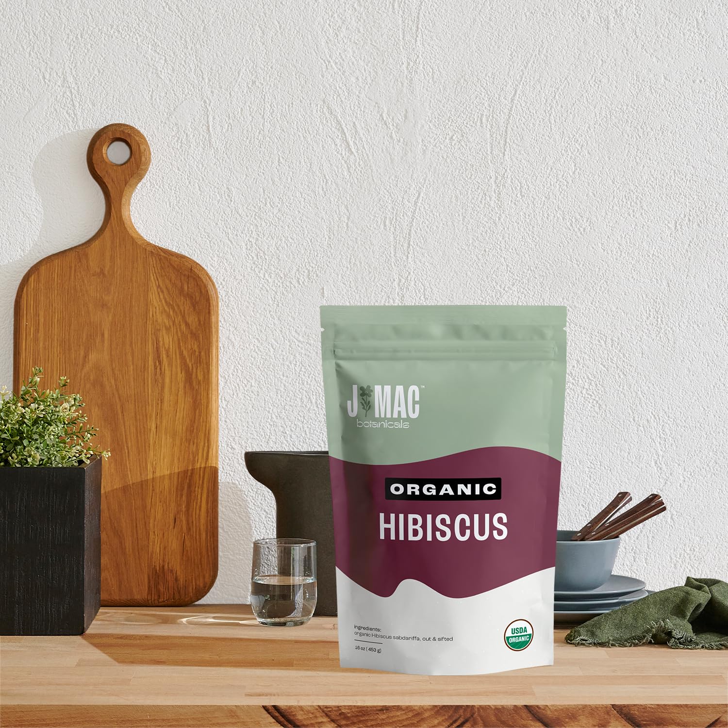 J Mac Botanicals, Certified Organic Hibiscus Flower, loose leaf tea, Flor de Jamaica