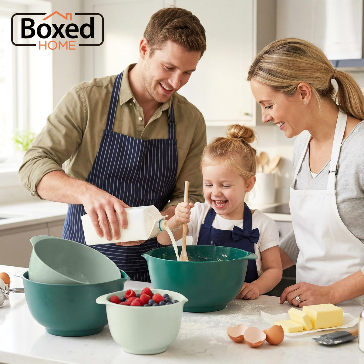 BoxedHome Plastic Mixing Bowl Set of 4, BPA free