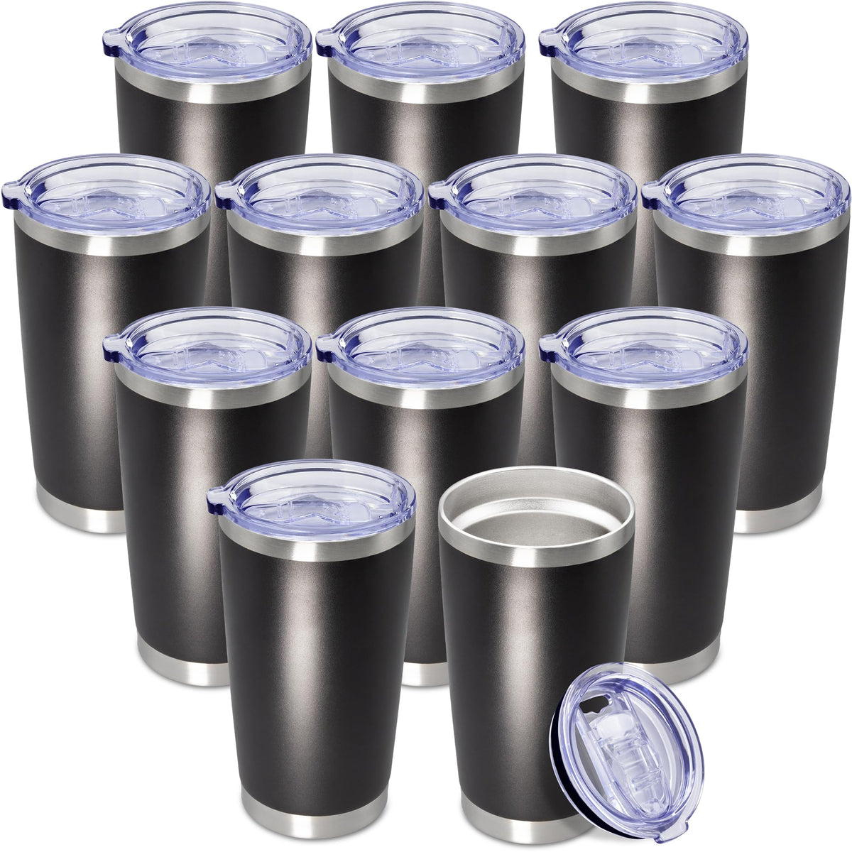 20oz Tumbler Insulated Coffee Tumblers with Lid Stainless Steel Black 8P