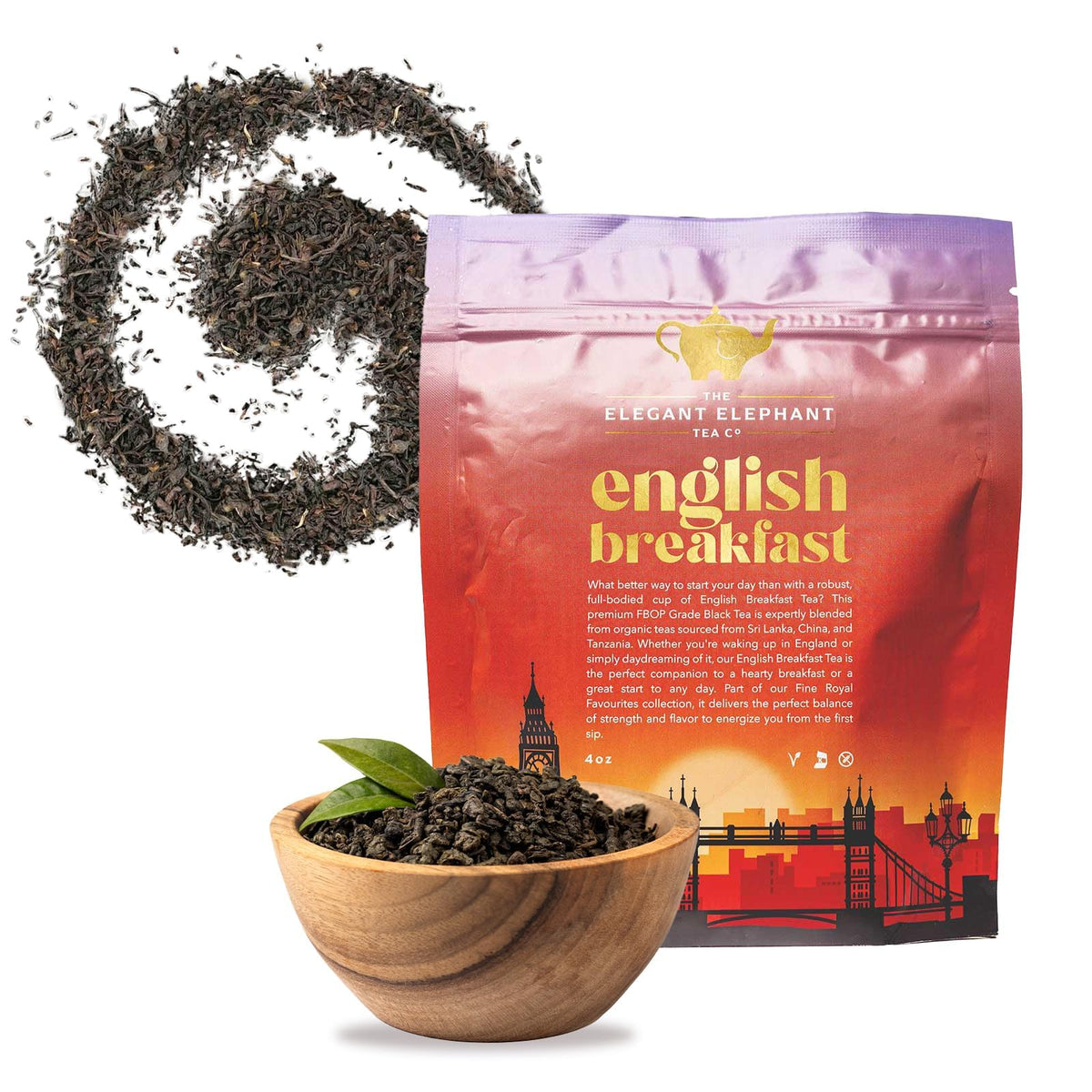 Cream Irish Breakfast Tea, Loose Leaf Black Tea – Irish Classic with Caramel & Strong Assam – Robust, Full-Bodied – Drink Hot or Iced – 4 oz Resealable Bag (Makes 50 Cups) – The Elegant Elephant
