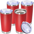 AUWBON 20oz Tumbler Stainless Steel Tumbler Coffee Tumbler with Lid Red, 4P