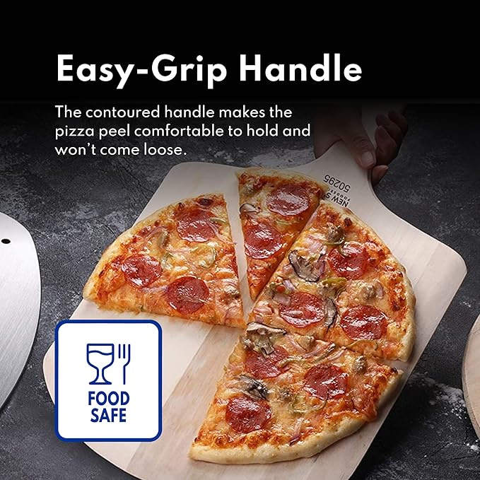 New Star Foodservice 1029970 Restaurant-Grade Wooden Pizza Peel, 16" L x 14" W Plate, with 12" L Wooden Handle, 30" Overall Length