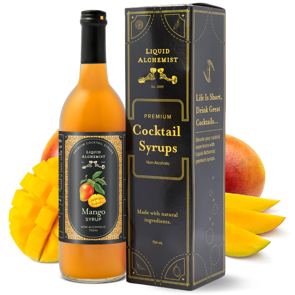 Liquid Alchemist Peach Syrup for Cocktails | Real Ingredients Make our Peach Syrup for Drinks a Perfect Bellini Mix | Small Batch, Non-GMO & Vegan | 25.4 oz Drink Mixer, Pack of 1
