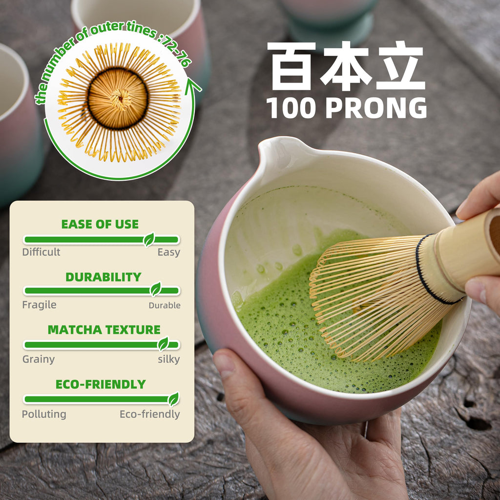 TEANAGOO Matcha Whisk Set Pink,Ceremony Matcha Set Kit Grident Pink,Matcha Tea Set for Making Breakfast/Latte,7 Pcs Matcha Whisk Set and Bowl with All Accessories,Gift for Family/Friend